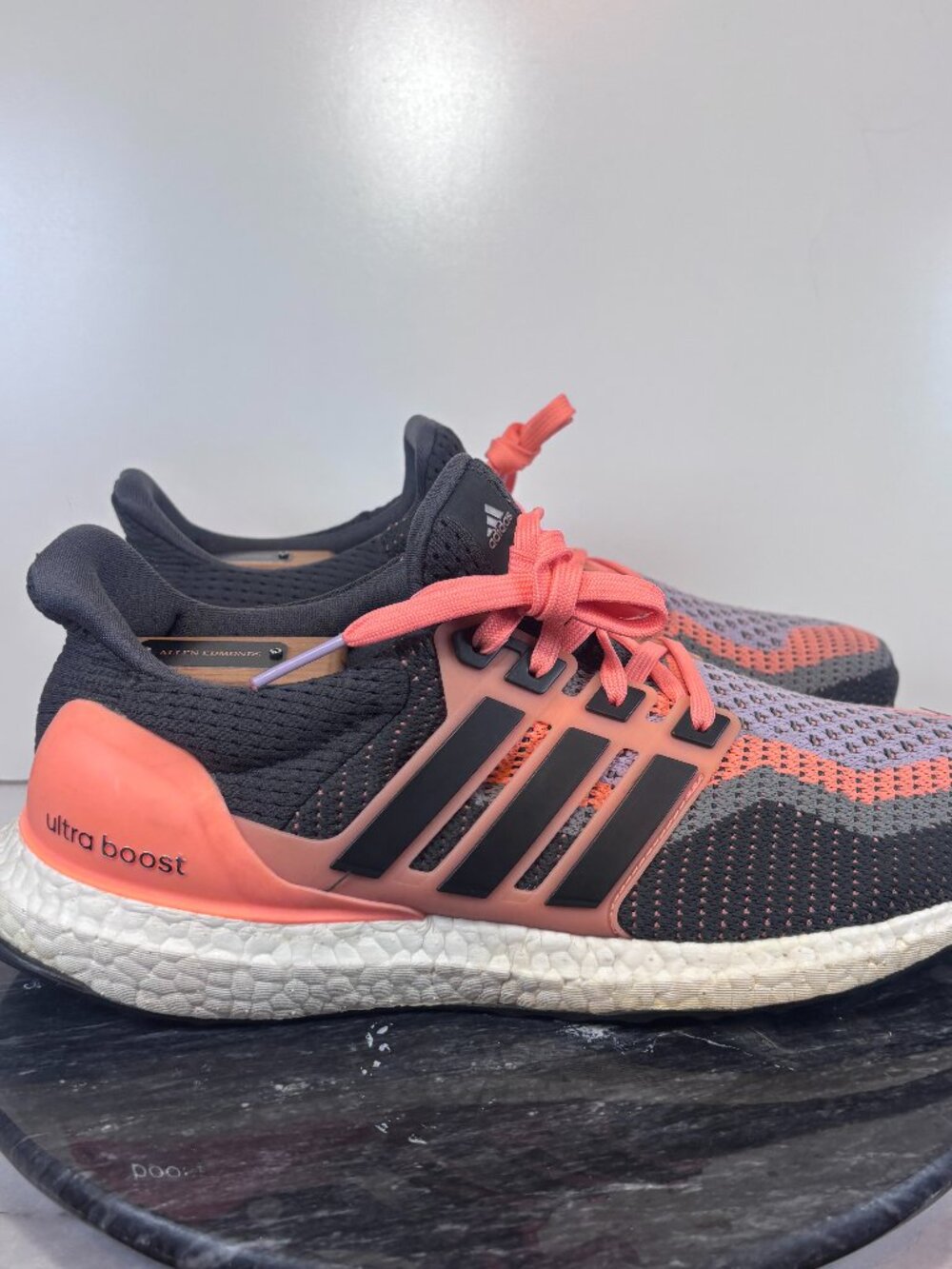 Adidas Ultra Boost Running Shoes Peach Pink Sun Glow Grey Women's Size 9 AQ5166